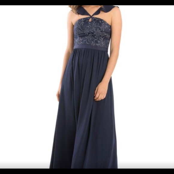 Review Dresses & Skirts - 🌿 REVIEW 🌿 Liliana Navy Blue Formal Maxi Dress Full Length Cross Straps Size 8